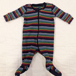 Primary Organic Cotton Rainbow Stripe Newborn Footie Pajamas EUC